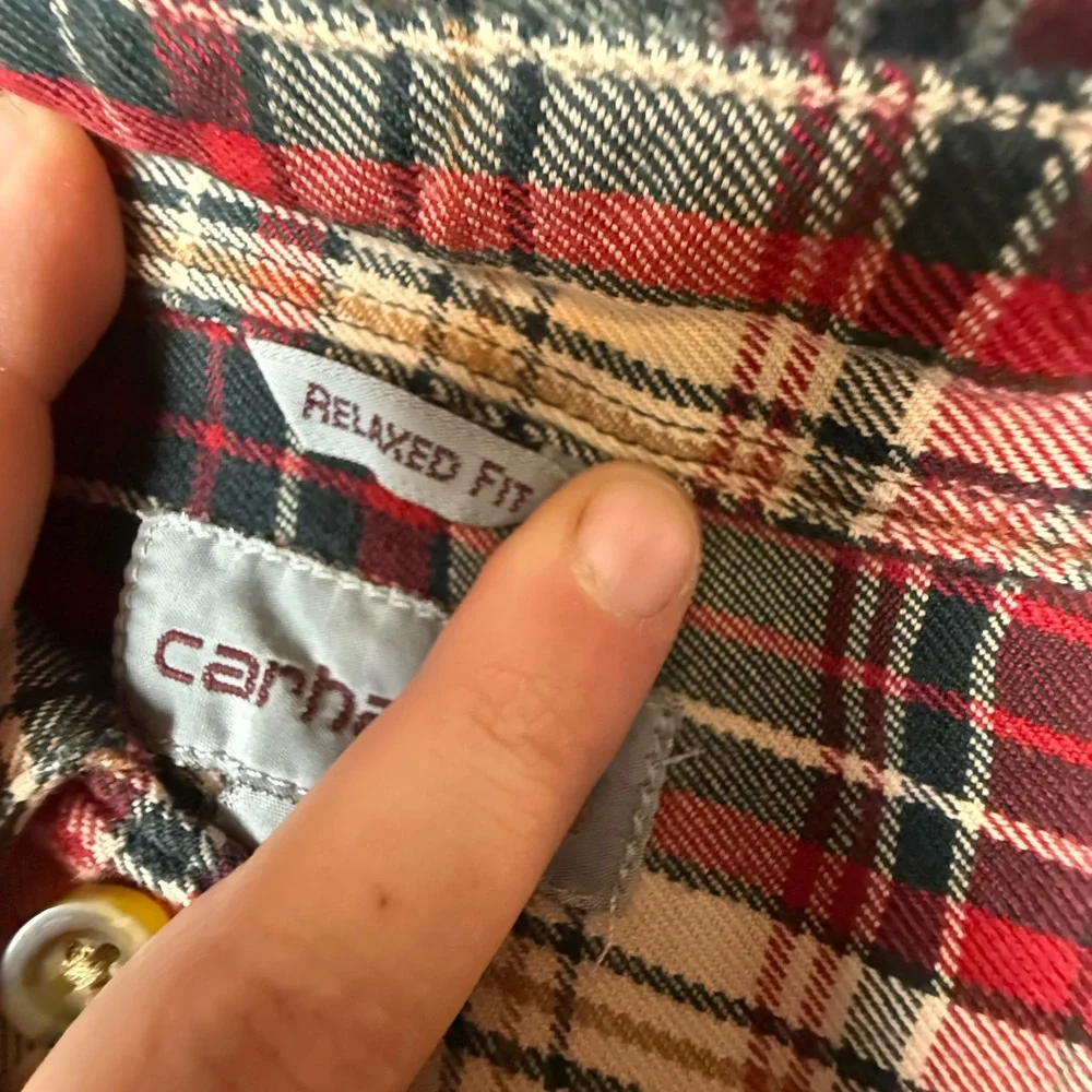 Carhartt Mens Medium Flannel Long Sleeve Shirt Plaid Red 100% Cotton Button Down